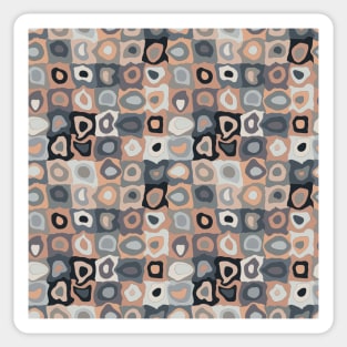 European Tile  - Retro Geometric Wobbly Square Grid Pattern Sticker